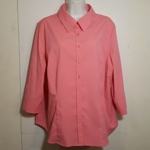 Apt.9 Shirt Pink Button Front 3/4 Sleeves Size 1X